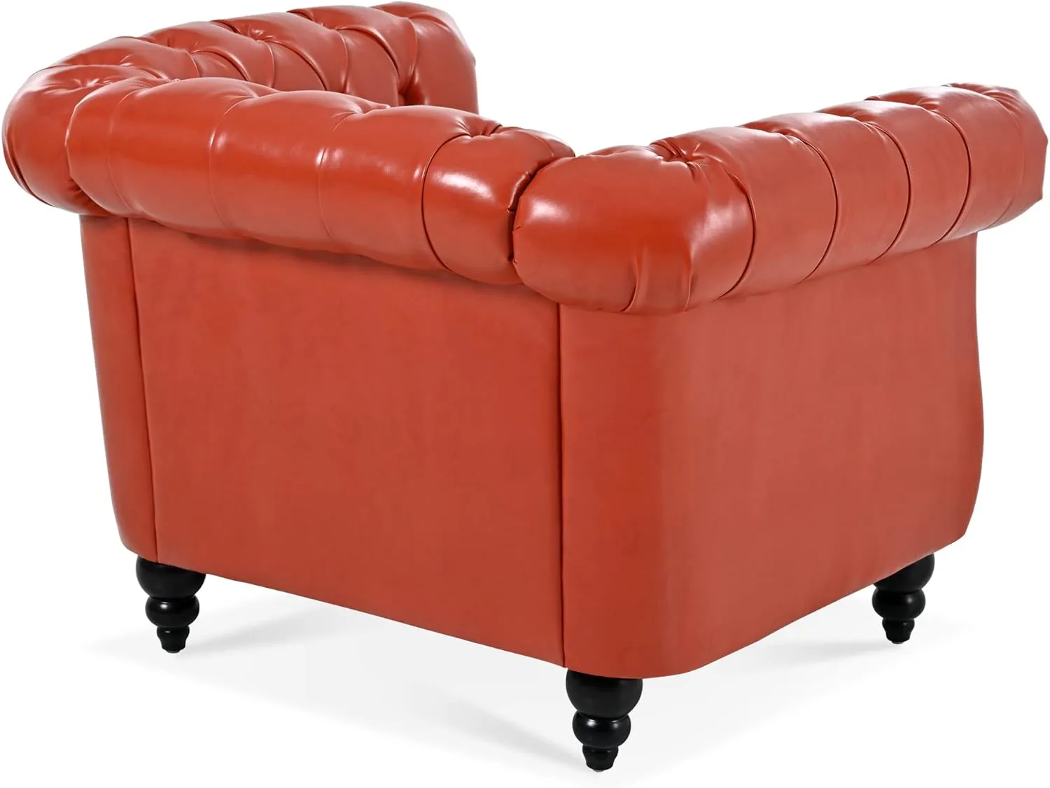 QHITTY Accent Chair, Chesterfield Chair Modern Leather Upholstered Chair with Tufted Back for Living Room Furniture (Orange)