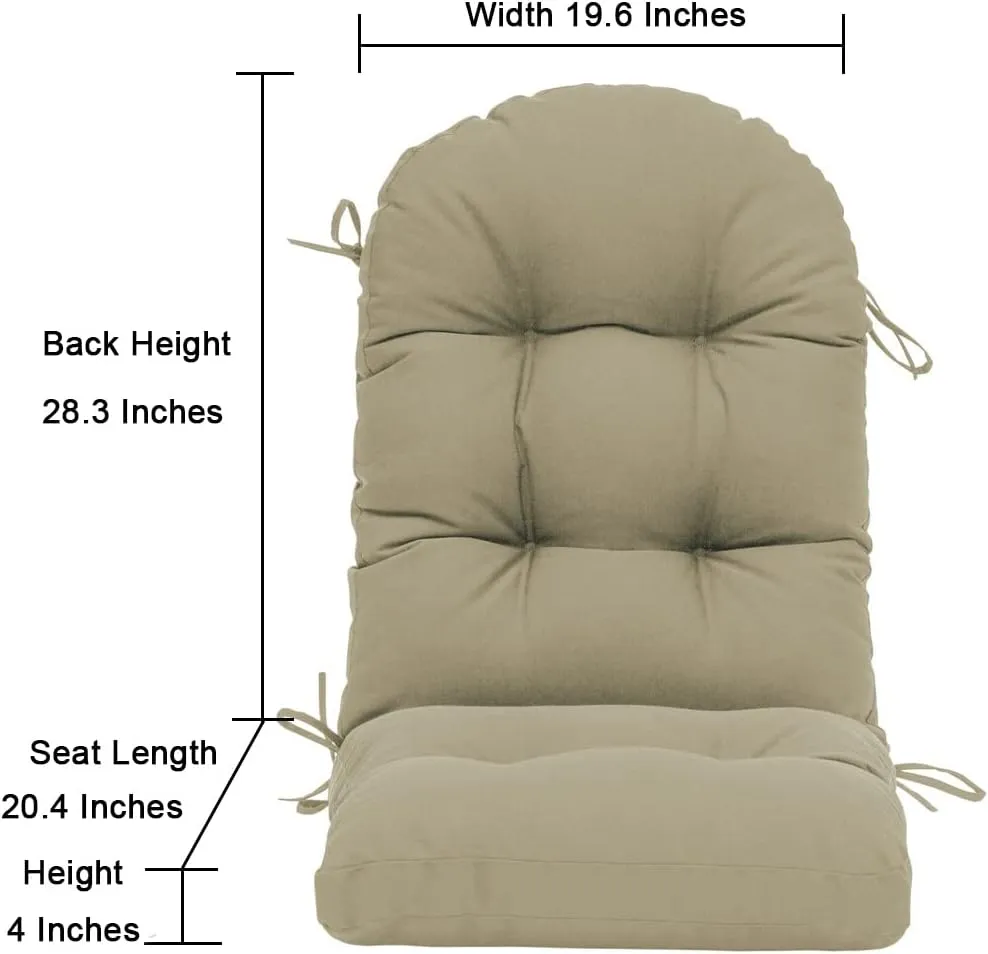 QILLOWAY Indoor/Outdoor High Back Chair Cushion for Adirondack,Spring/Summer Seasonal All Weather Replacement Rocking Chair Cushions. (1 Piece, Beige)