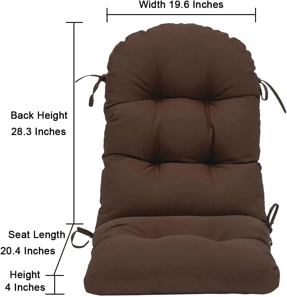 QILLOWAY Indoor/Outdoor High Back Chair Cushion for Adirondack,Spring/Summer Seasonal All Weather Replacement Rocking Chair Cushions. (1 Piece, Coffee)
