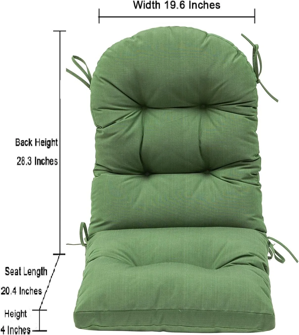 QILLOWAY Indoor/Outdoor High Back Chair Cushion for Adirondack,Spring/Summer Seasonal All Weather Replacement Rocking Chair Cushions. (1 Piece, Dark Green)