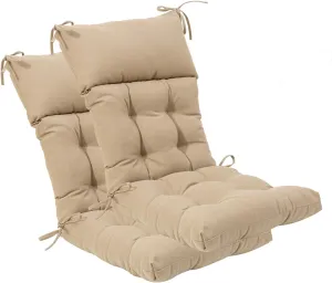 QILLOWAY Indoor/Outdoor High Back Chair Cushion,Spring/Summer Seasonal All Weather Replacement Cushions. (Beige/Sand/Camel)