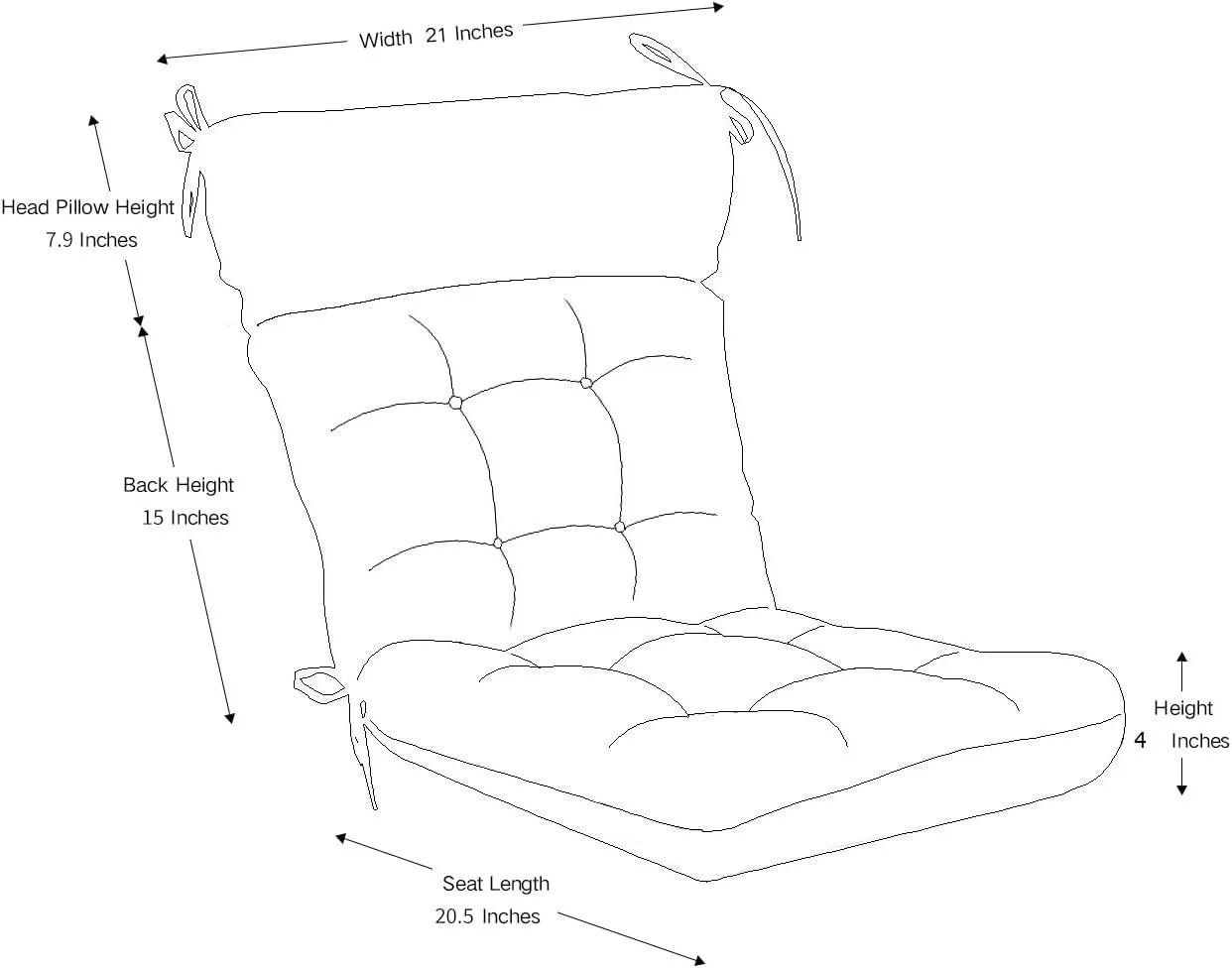 QILLOWAY Indoor/Outdoor High Back Chair Cushion,Spring/Summer Seasonal Replacement Cushions.(Beige)