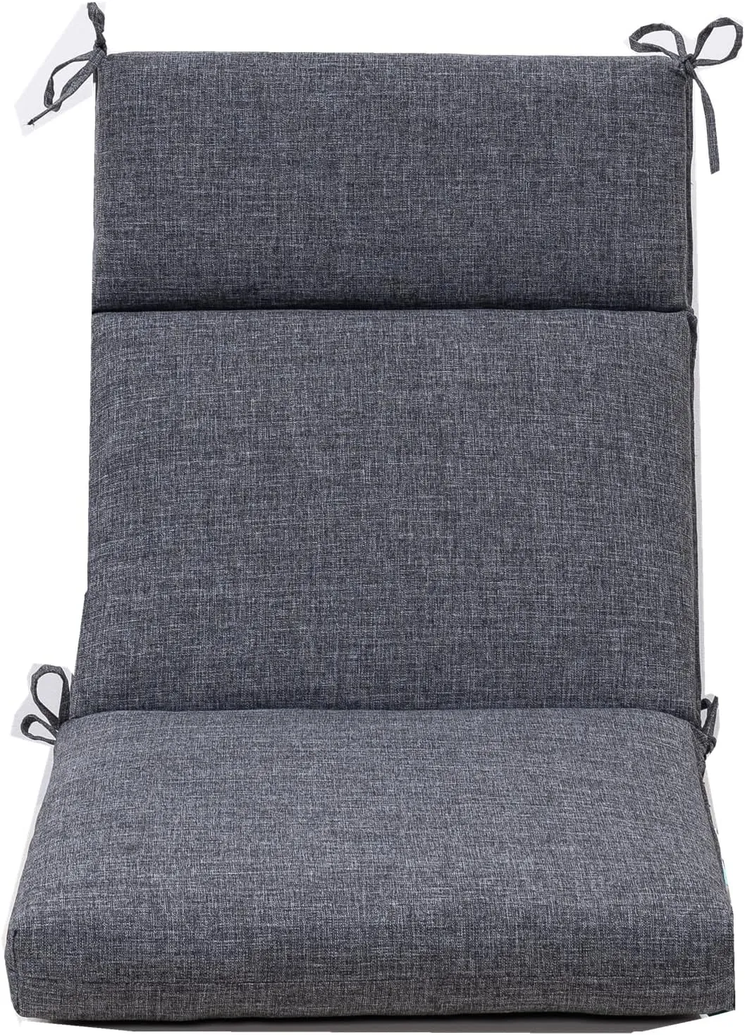 QILLOWAY Outdoor/Indoor High Back Chair Cushion,Replacement Deep Seat Cushions,All Weather Water Resistant/Fade Resistant Seat Pads with Ties,2counts,Charcoal Grey/Black