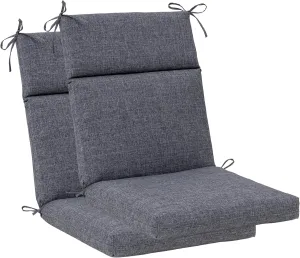 QILLOWAY Outdoor/Indoor High Back Chair Cushion,Replacement Deep Seat Cushions,All Weather Water Resistant/Fade Resistant Seat Pads with Ties,2counts,Charcoal Grey/Black
