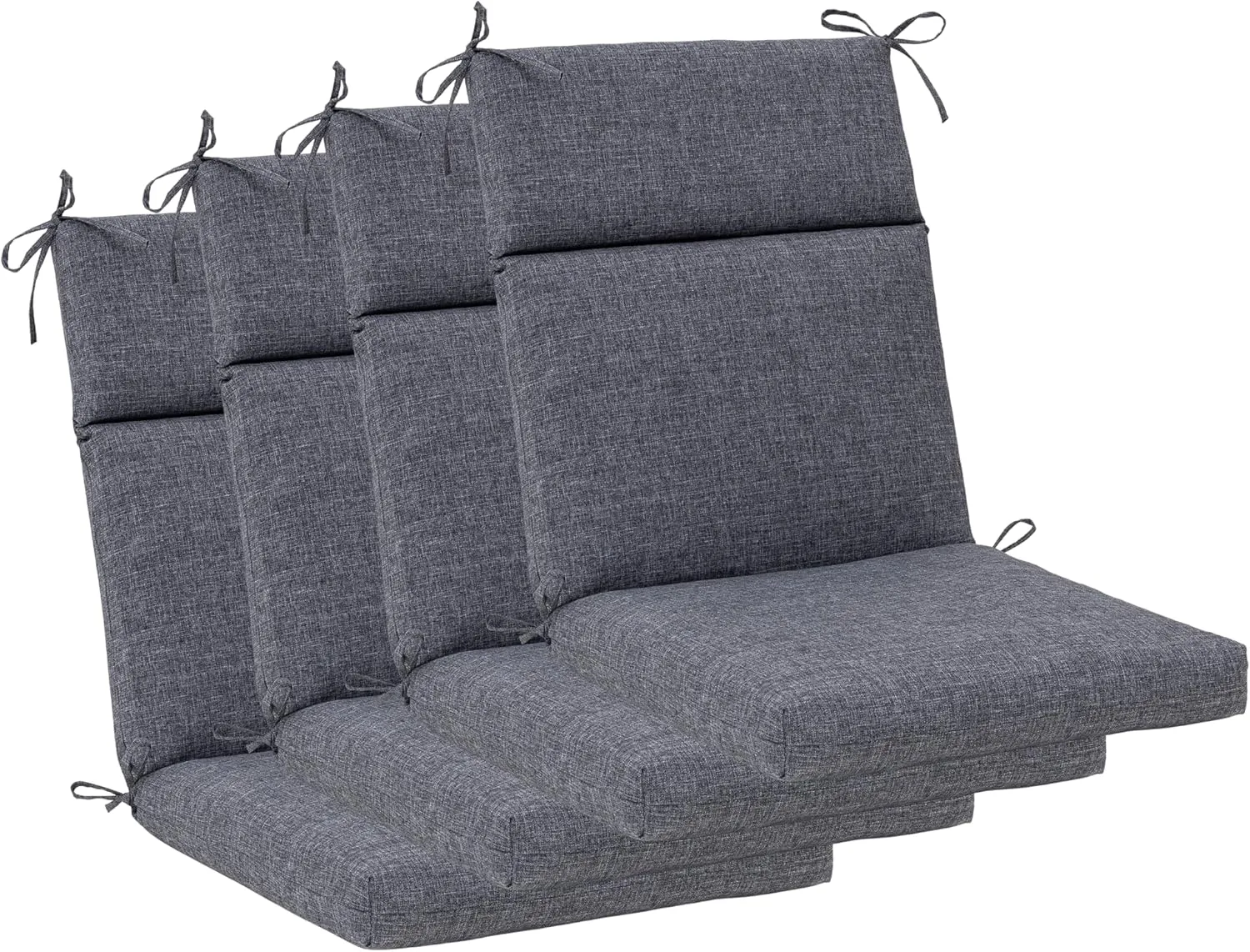 QILLOWAY Outdoor/Indoor High Back Chair Cushion,Sponge Foam Thickened Patio Chair Pad,4counts,Charcoal Grey/Black