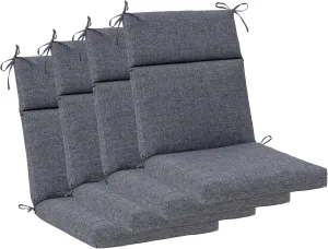 QILLOWAY Outdoor/Indoor High Back Chair Cushion,Sponge Foam Thickened Patio Chair Pad,4counts,Charcoal Grey/Black
