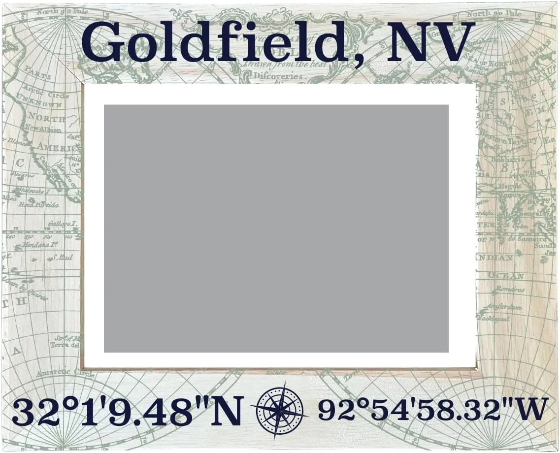 R and R Imports Goldfield Nevada Souvenir Wooden Photo Frame Compass Coordinates Design Matted to 4 x 6