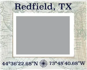 R and R Imports Redfield Texas Souvenir Wooden Photo Frame Compass Coordinates Design Matted to 4 x 6