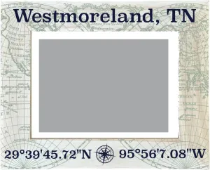 R and R Imports Westmoreland Tennessee Souvenir Wooden Photo Frame Compass Coordinates Design Matted to 4 x 6