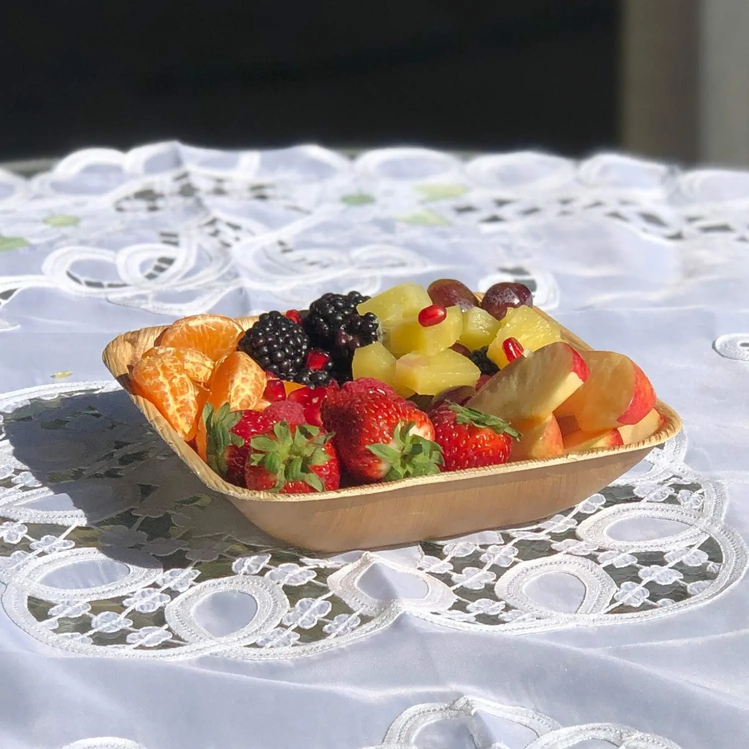 Raj Palm Leaf Plates, [50-Pack] 7" Square Bowls like Bamboo plates Disposable, Strong, Decorative Compostable Tableware for wedding, Lunch, Dinner, Birthday, Camping, Outdoor BBQ, Picnic