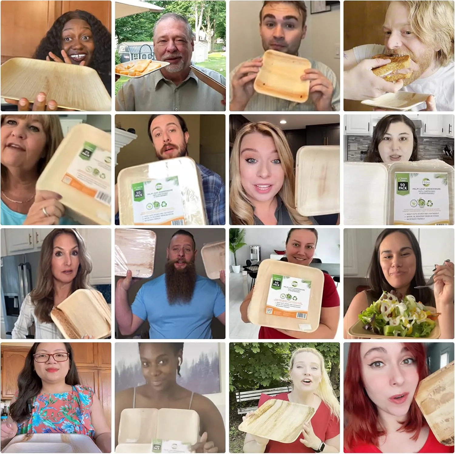 Raj Palm Leaf Plates Bulk [400-Pack] 7" Square Plates like Bamboo plates Disposable, Strong, Decorative Compostable Tableware for wedding, Lunch, Dinner, Birthday, Camping, Outdoor BBQ, Picnic