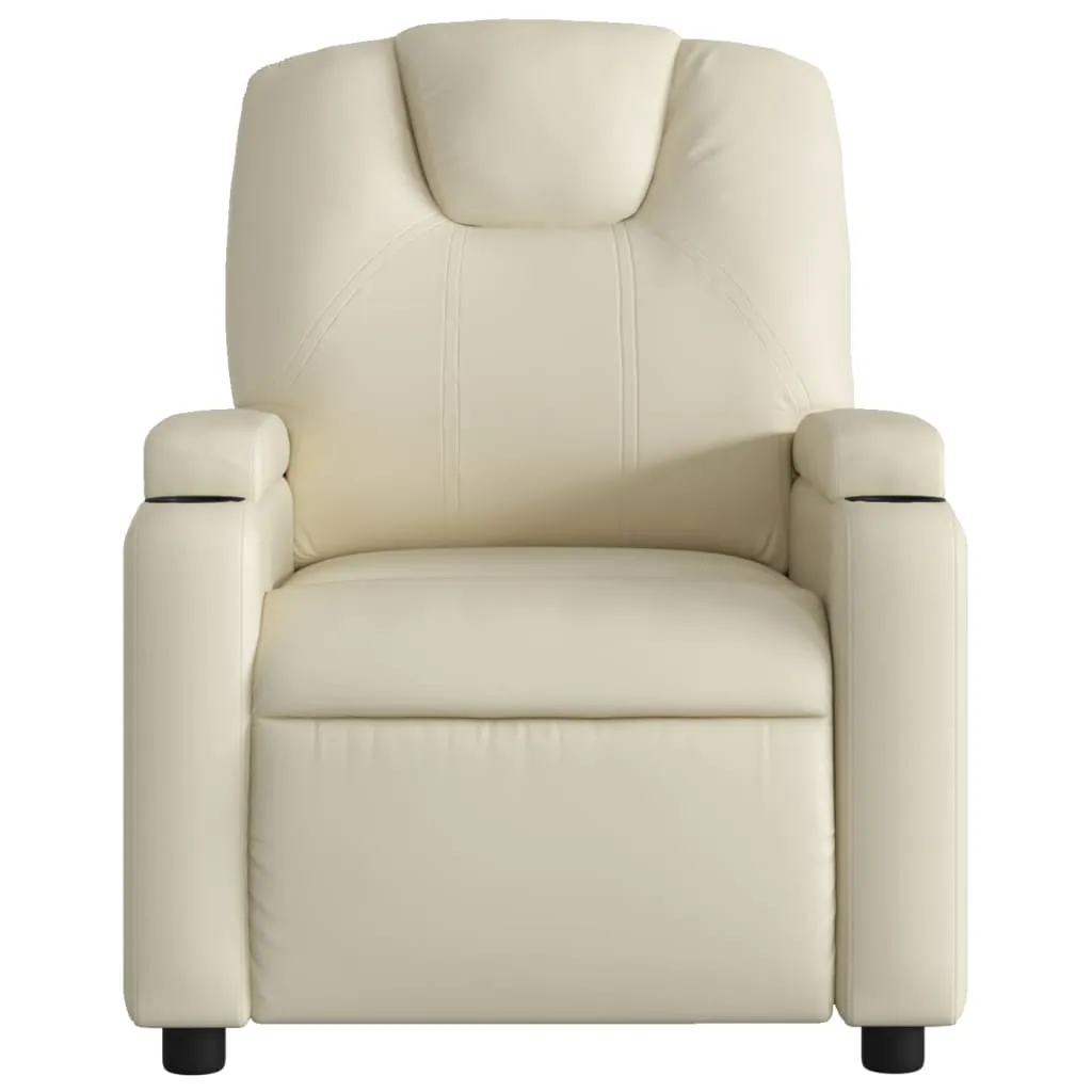 Recliner Chair Cream Faux Leather