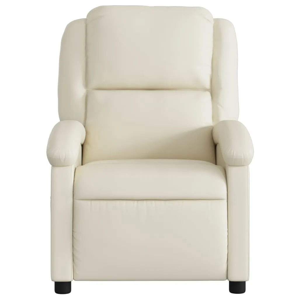 Recliner Chair Cream Faux Leather