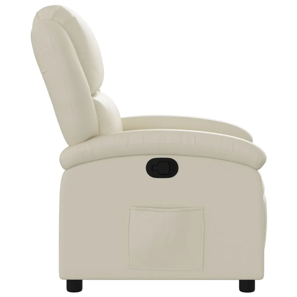 Recliner Chair Cream Faux Leather