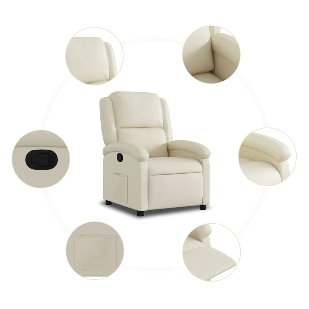 Recliner Chair Cream Faux Leather