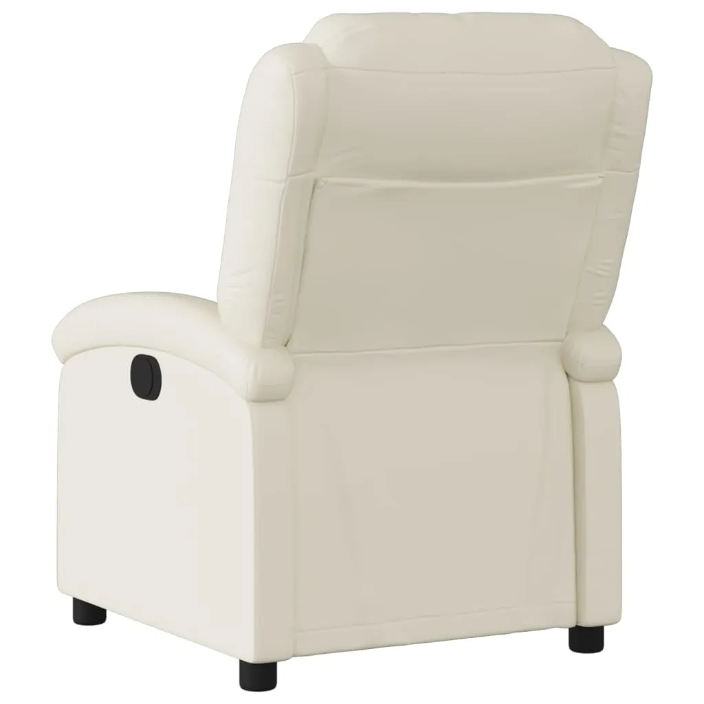 Recliner Chair Cream Faux Leather