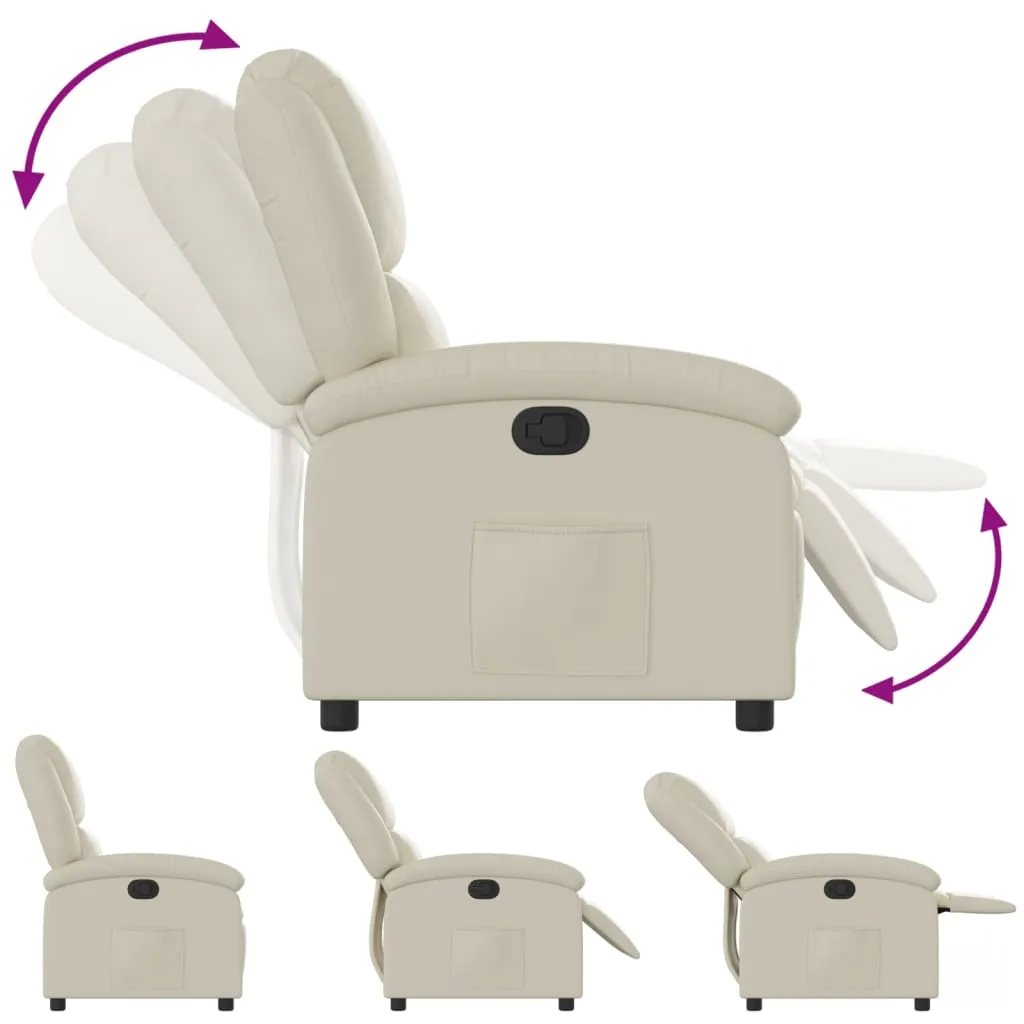 Recliner Chair Cream Faux Leather