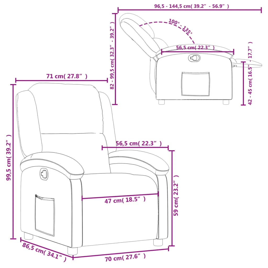 Recliner Chair Cream Faux Leather