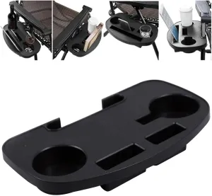 Recliner Cup Holder Folding Beverage Tray for Sun Lounger and Reclining Chairs, Black