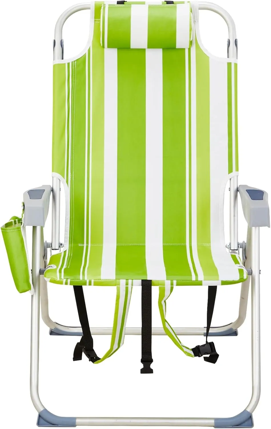 Reclining Backpack Beach ChairFolding Chair for AdultsLightweight High Back Chairs,Lightweight Camping ChairsGreen Stripes 63 x 70 99cm