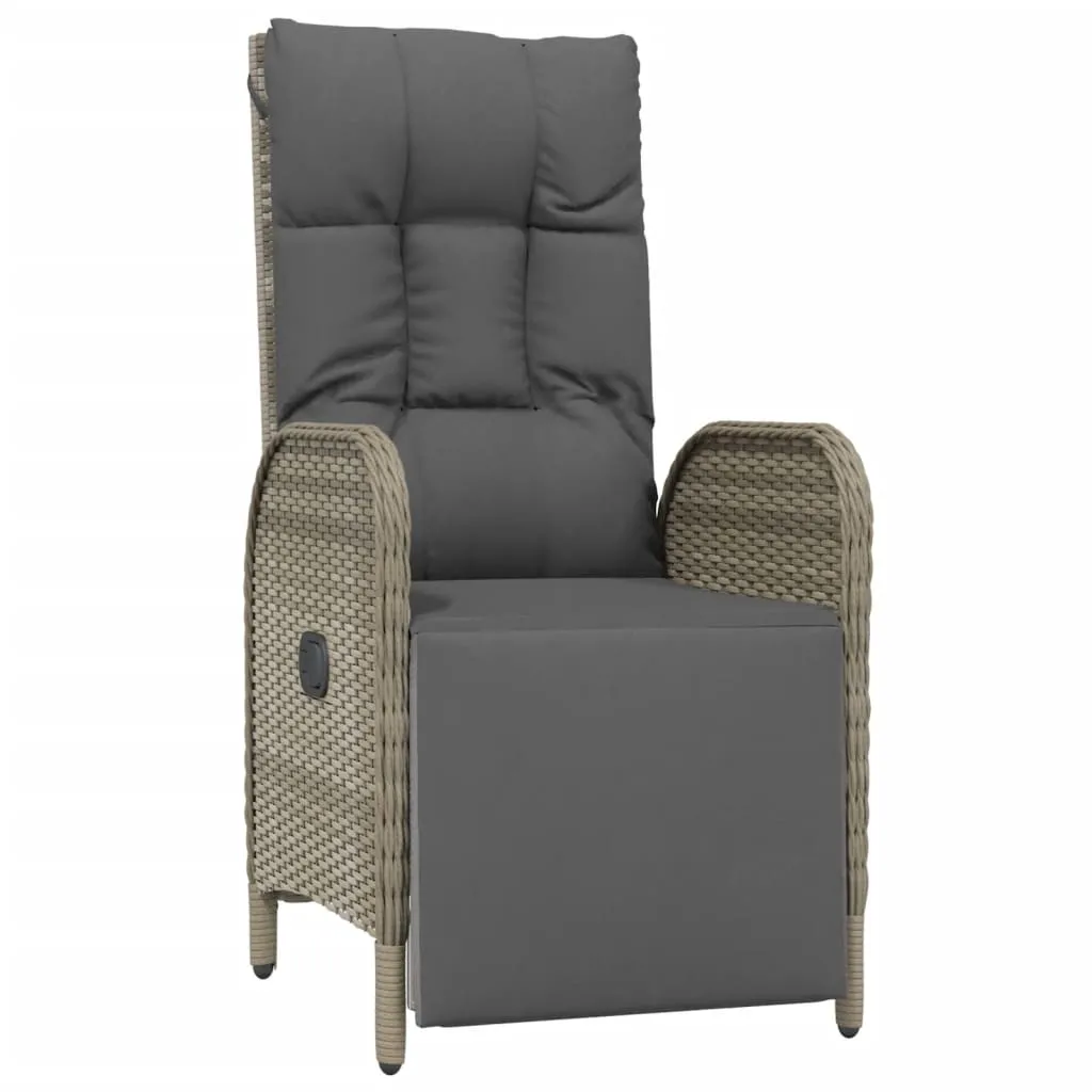 Reclining Chair 2 Pcs Outdoor Wicker Armchair with Cushions Poly Rattan