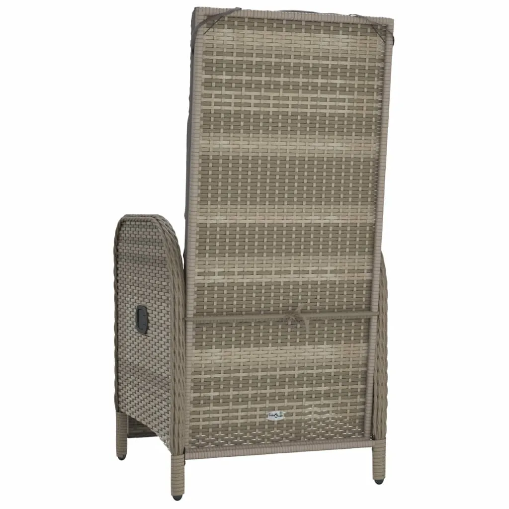 Reclining Chair 2 Pcs Outdoor Wicker Armchair with Cushions Poly Rattan