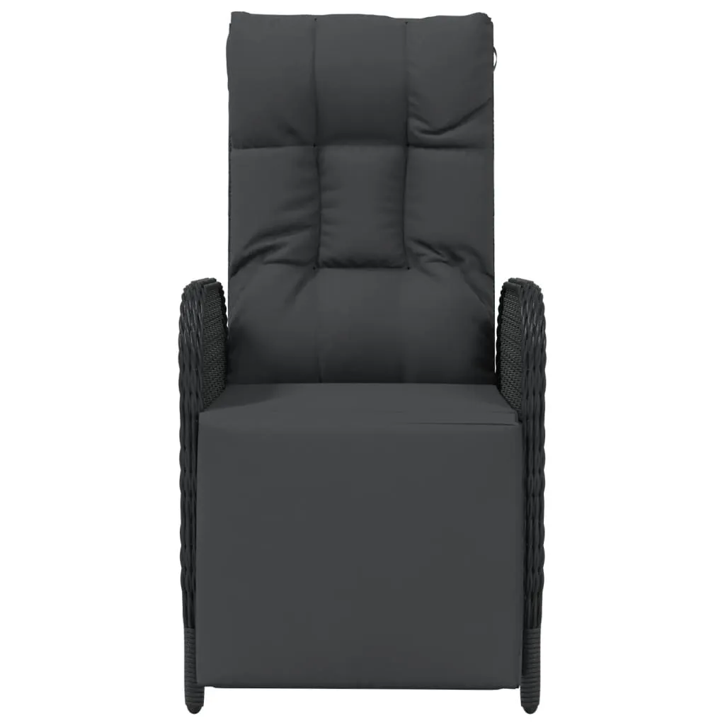 Reclining Chair 2 Pcs Outdoor Wicker Armchair with Cushions Poly Rattan
