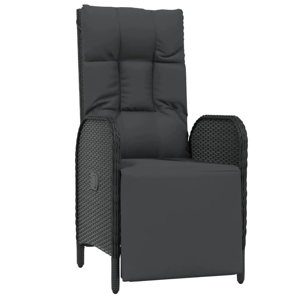 Reclining Chair 2 Pcs Outdoor Wicker Armchair with Cushions Poly Rattan