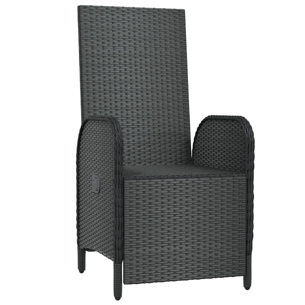 Reclining Chair 2 Pcs Outdoor Wicker Armchair with Cushions Poly Rattan
