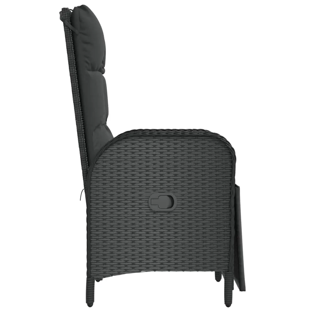 Reclining Chair 2 Pcs Outdoor Wicker Armchair with Cushions Poly Rattan