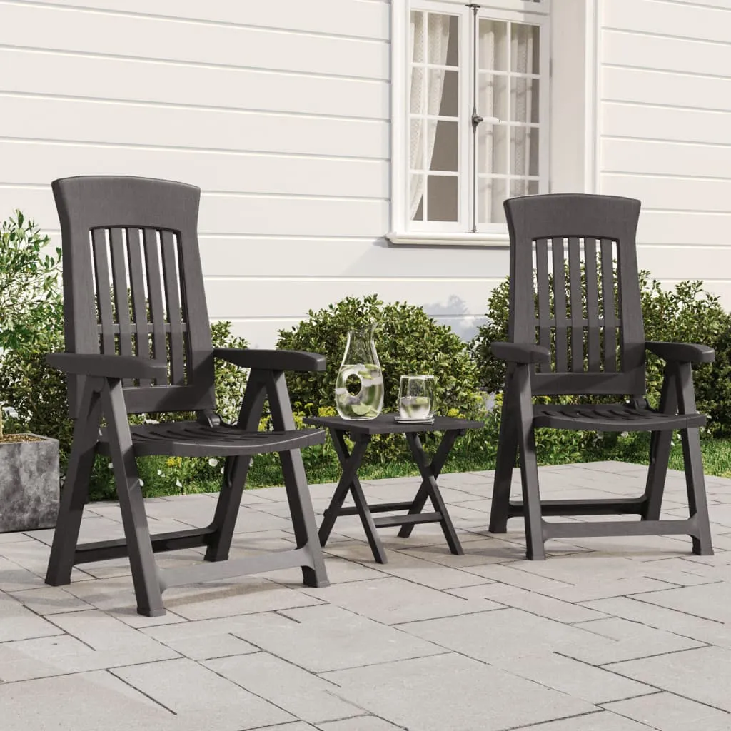 Reclining Chair Outdoor Folding Armchair Garden Furniture 2 Pcs PP