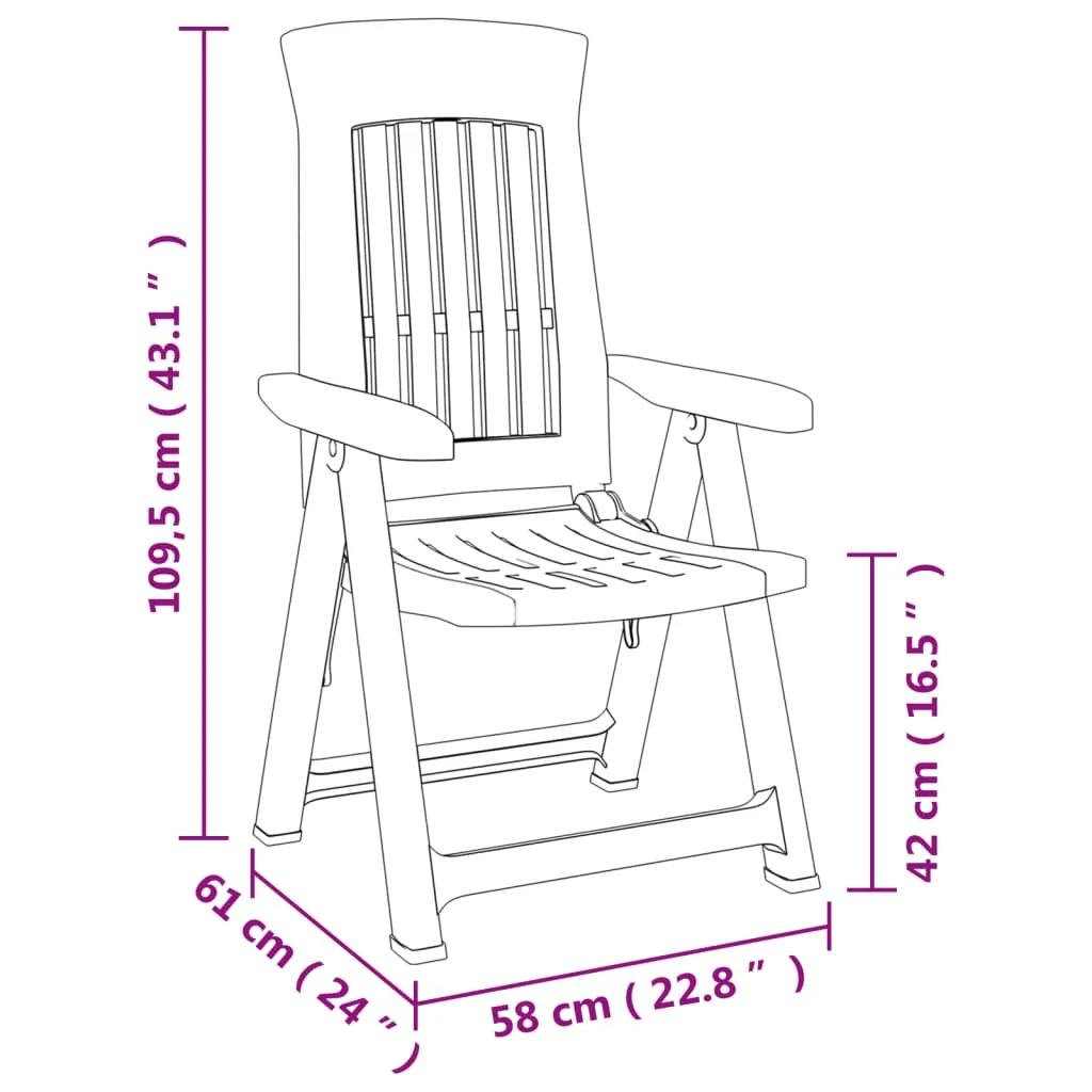Reclining Chair Outdoor Folding Armchair Garden Furniture 2 Pcs PP
