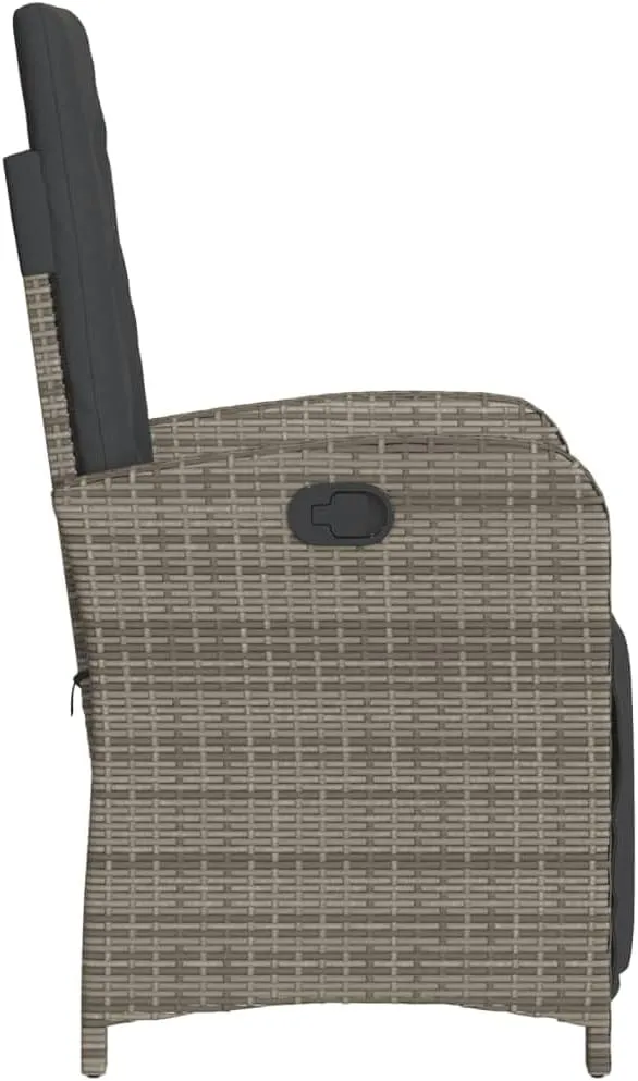 Reclining Patio Chair with Adjustable Footrest, Gray PE Rattan Outdoor Lounge Chair for Backyard, Pool, or Sunroom – Durable Steel Frame & Weather-Resistant Design