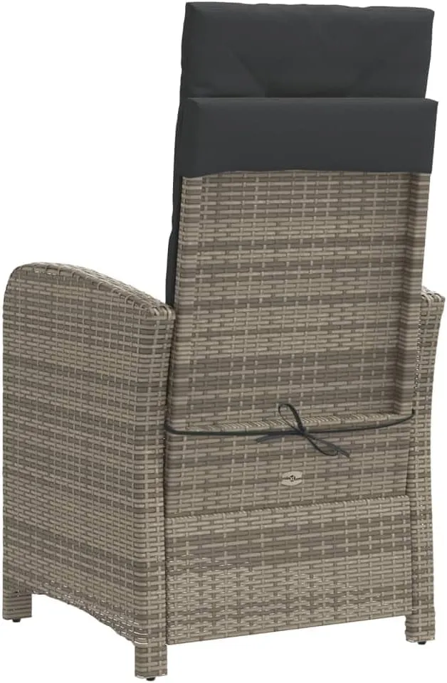 Reclining Patio Chair with Adjustable Footrest, Gray PE Rattan Outdoor Lounge Chair for Backyard, Pool, or Sunroom – Durable Steel Frame & Weather-Resistant Design