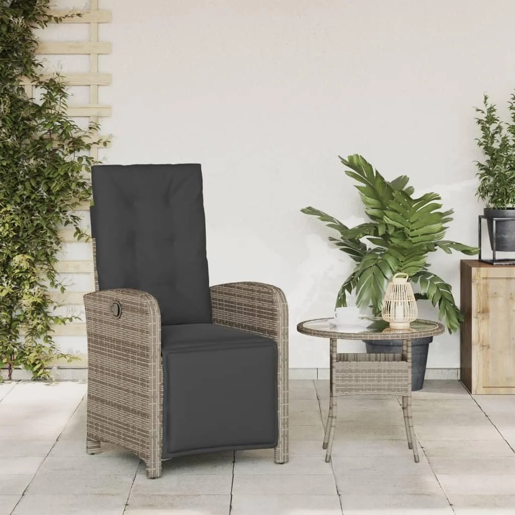 Reclining Patio Chair with Adjustable Footrest, Gray PE Rattan Outdoor Lounge Chair for Backyard, Pool, or Sunroom – Durable Steel Frame & Weather-Resistant Design