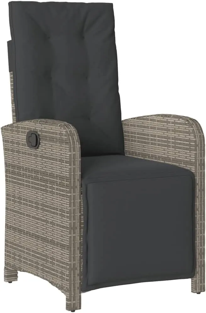 Reclining Patio Chair with Adjustable Footrest, Gray PE Rattan Outdoor Lounge Chair for Backyard, Pool, or Sunroom – Durable Steel Frame & Weather-Resistant Design