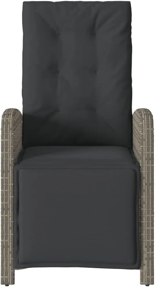 Reclining Patio Chair with Adjustable Footrest, Gray PE Rattan Outdoor Lounge Chair for Backyard, Pool, or Sunroom – Durable Steel Frame & Weather-Resistant Design