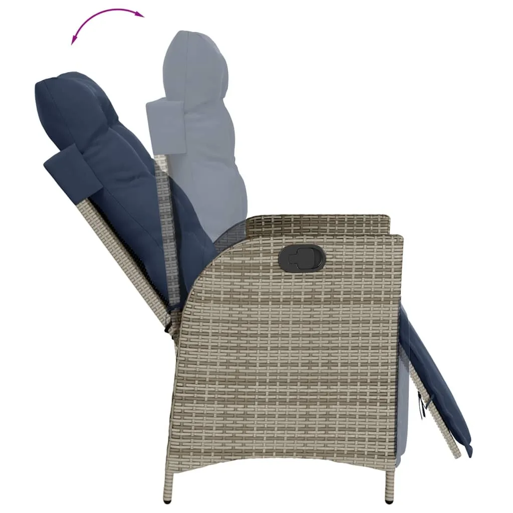 Reclining Patio Chair with Footrest Gray Poly Rattan