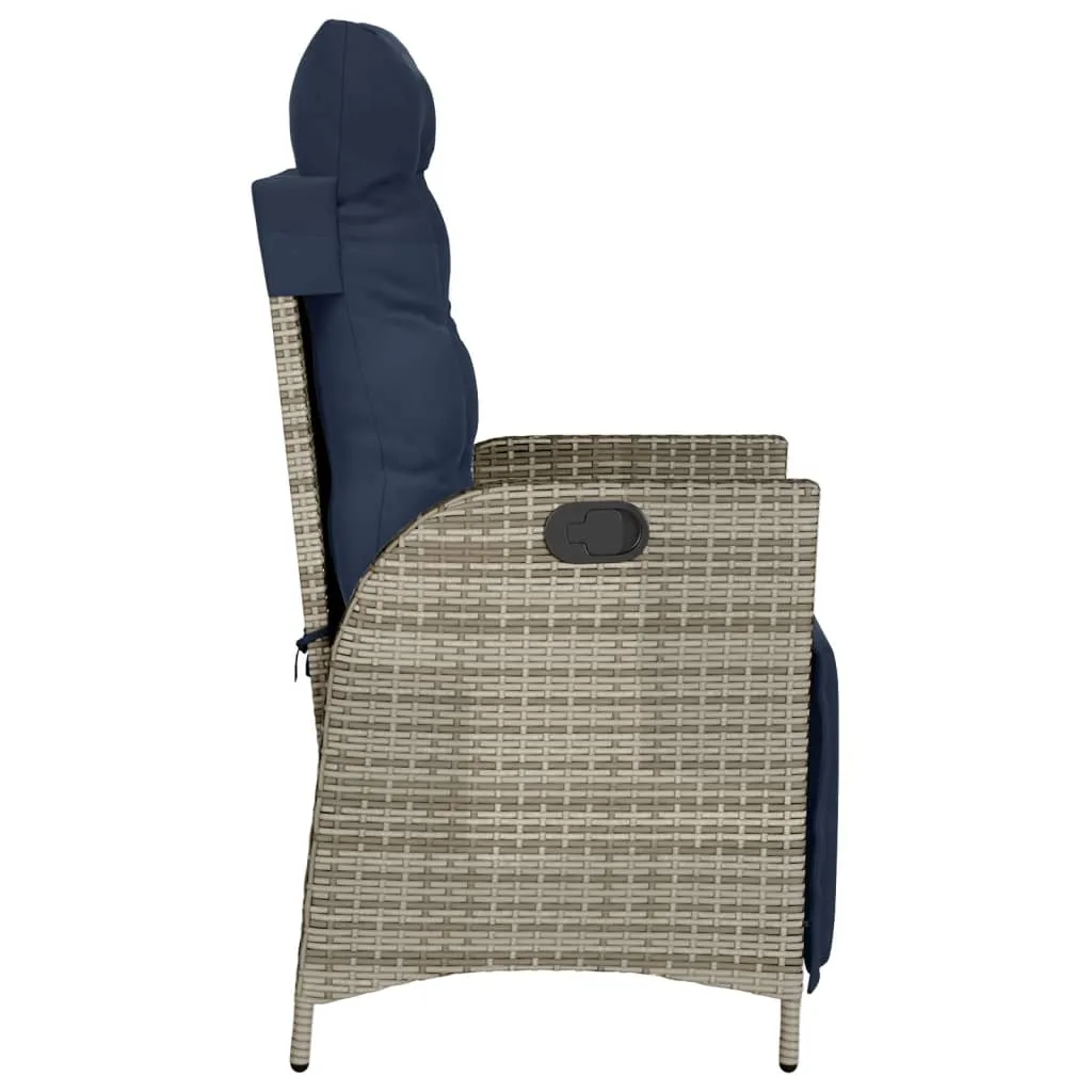 Reclining Patio Chair with Footrest Gray Poly Rattan
