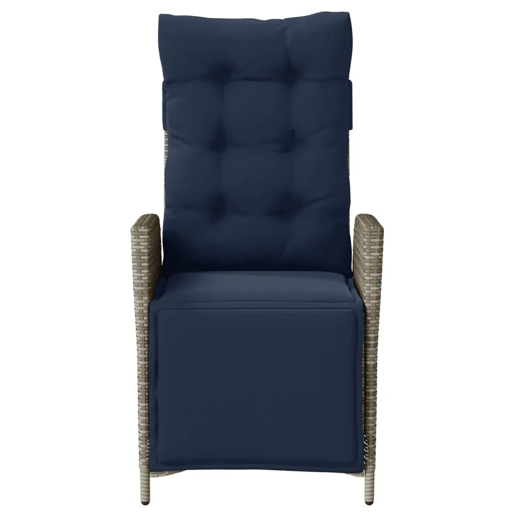 Reclining Patio Chair with Footrest Gray Poly Rattan