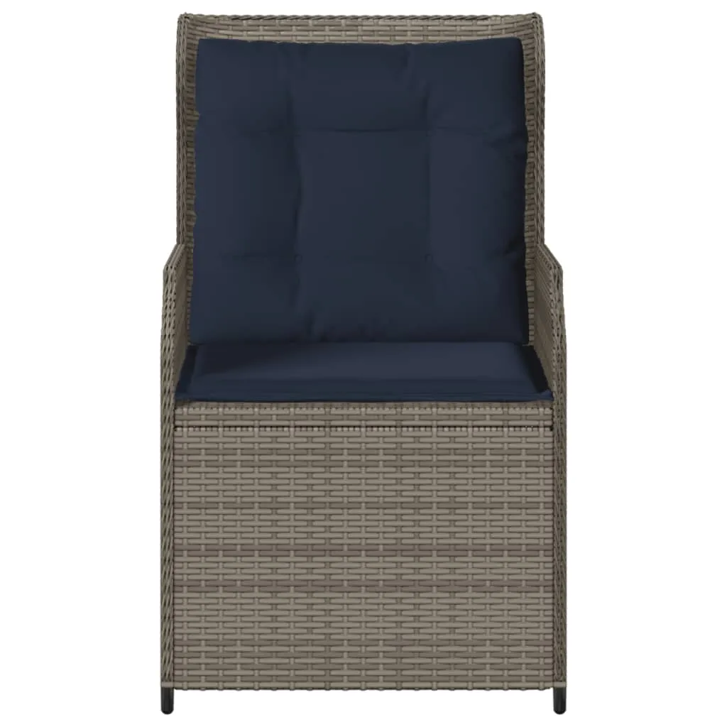 Reclining Patio Chairs 2 pcs with Cushions Gray Poly Rattan