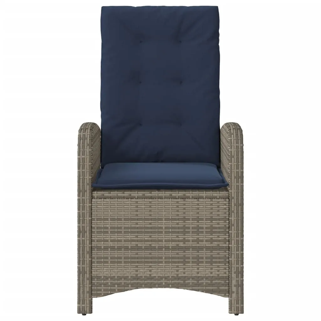 Reclining Patio Chairs 2 pcs with Cushions Gray Poly Rattan