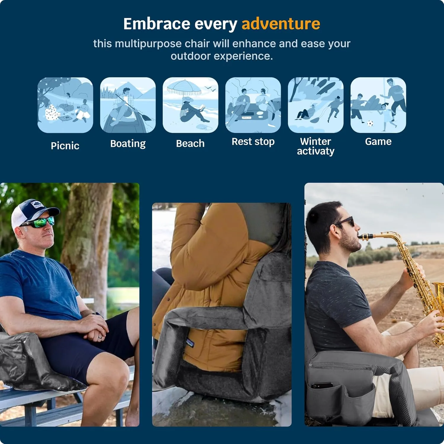 Reclining Stadium Seats for Bleachers with Back Support – Wide Bleacher Chair Cushion, Armrests, Large Pockets, and Multiple Safety Features – Best Stadium Seat Chairs for Camping, Kayak Backs & More