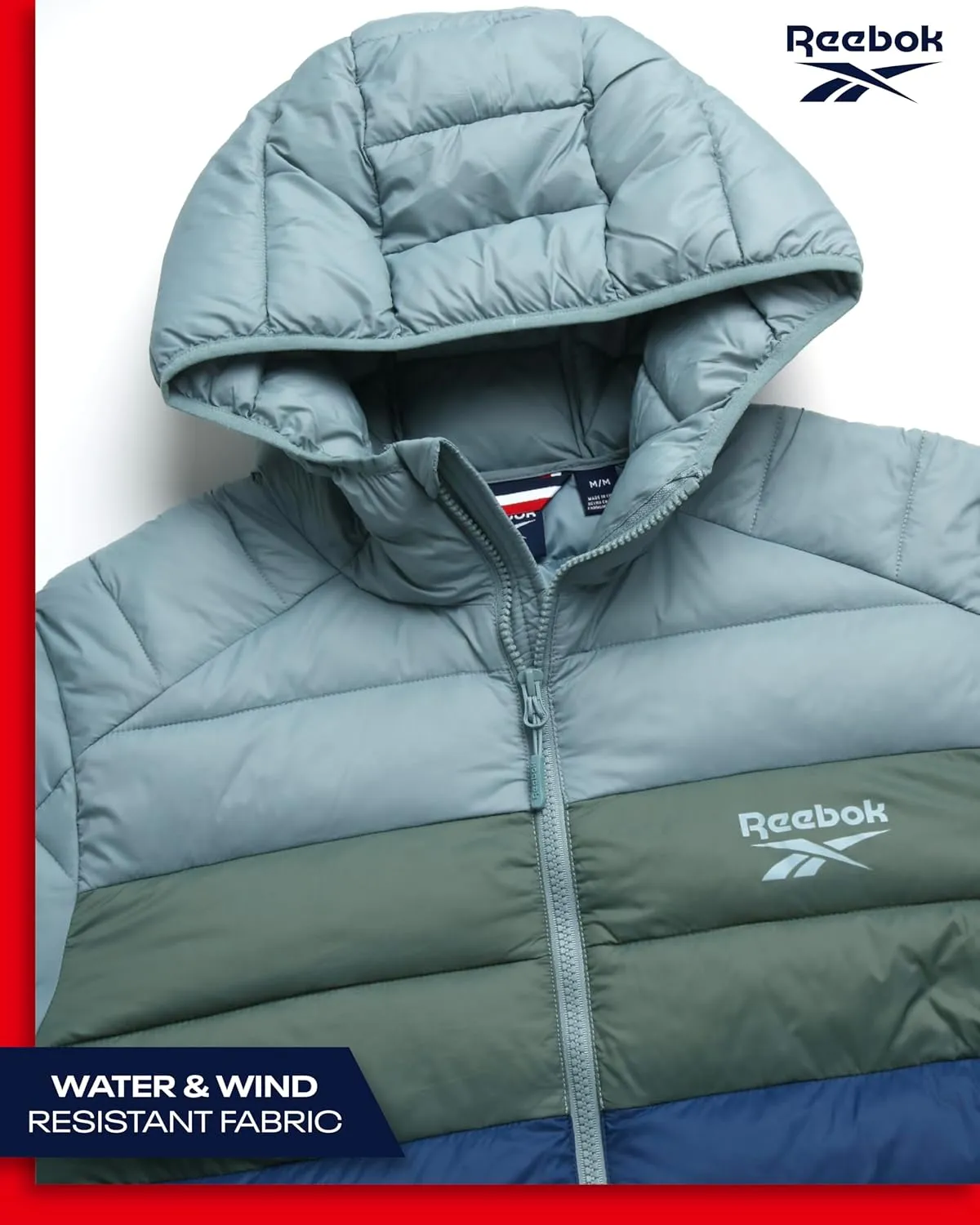 Reebok Mens Jacket - Lightweight Hooded Quilted Puffer Coat - Warm Insulated Winter Jacket for Men (S-4X)