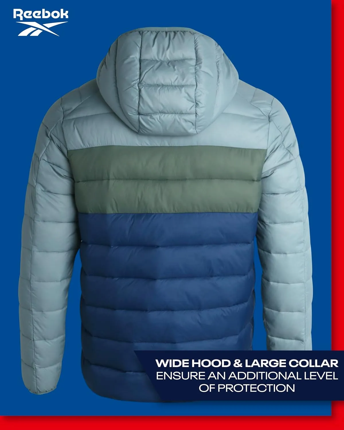 Reebok Mens Jacket - Lightweight Hooded Quilted Puffer Coat - Warm Insulated Winter Jacket for Men (S-4X)