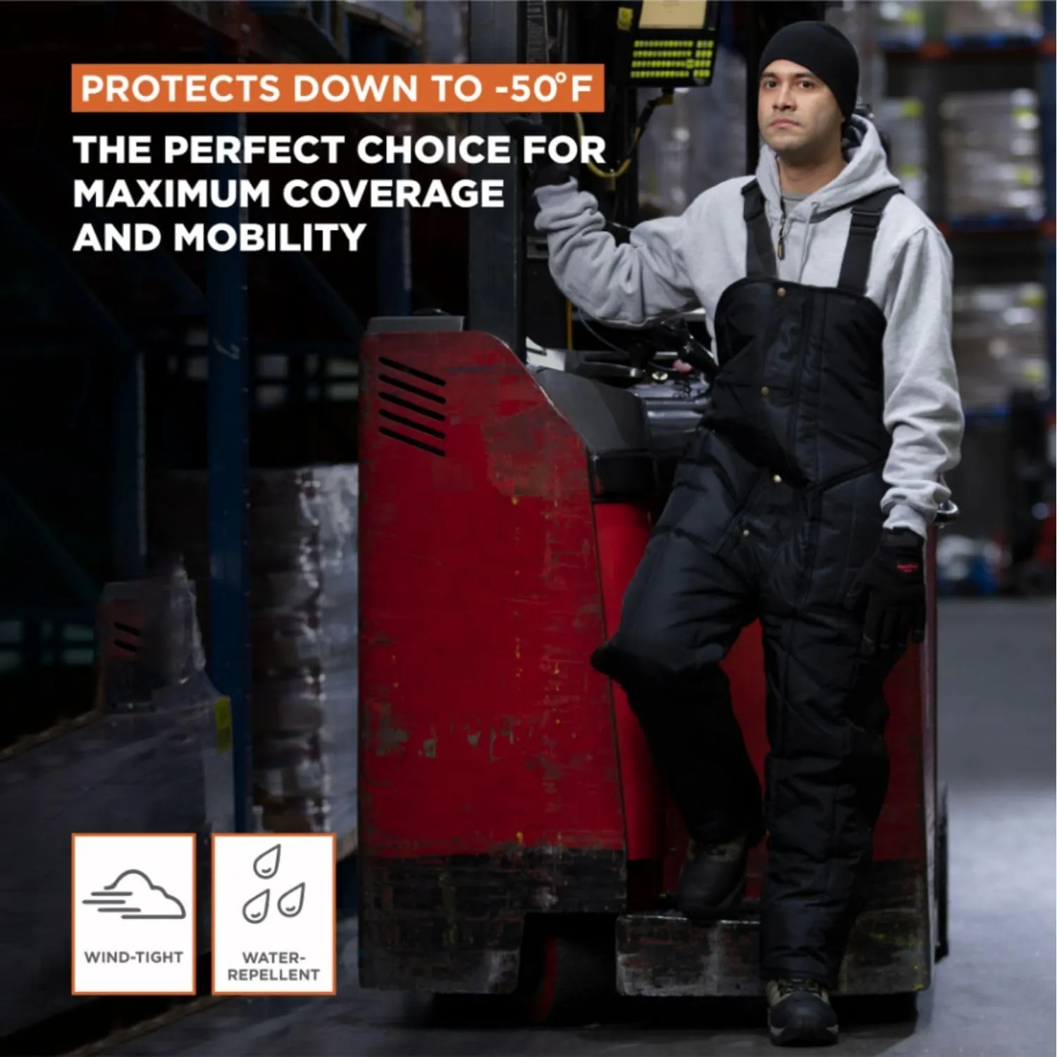 RefrigiWear Iron-Tuff Insulated High Bib Overalls, 50F Extreme Cold Protection