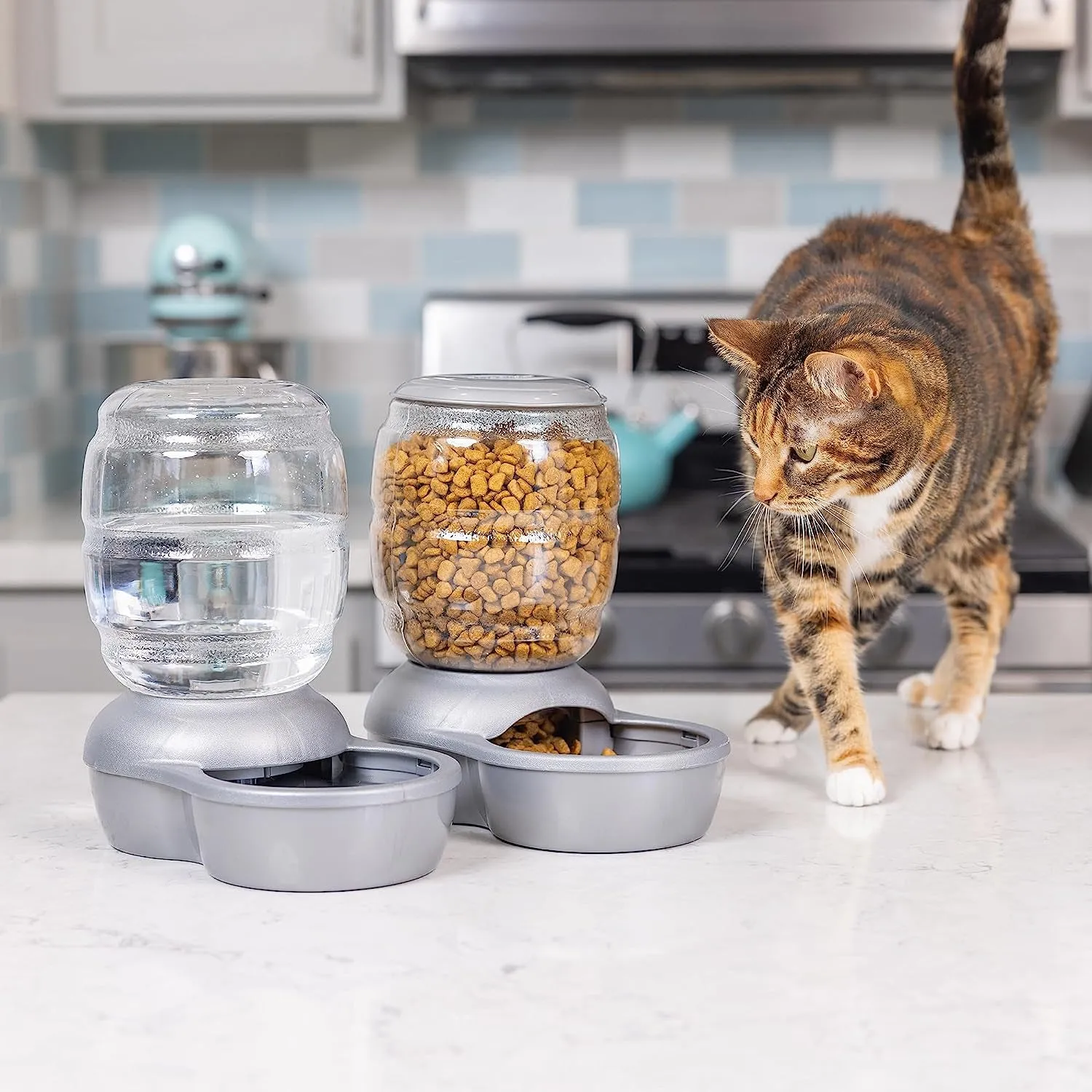 Replendish Gravity Waterer Cat and Dog Water Dispenser 0.5 GAL, Blue, Made in USA