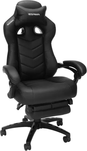 RESPAWN 110 Pro Gaming Chair - Gaming Chair with Footrest, Reclining Gaming Chair, Video Gaming Computer Desk Chair, Adjustable Desk Chair, Gaming Chairs For Adults With Headrest Pillow - Black