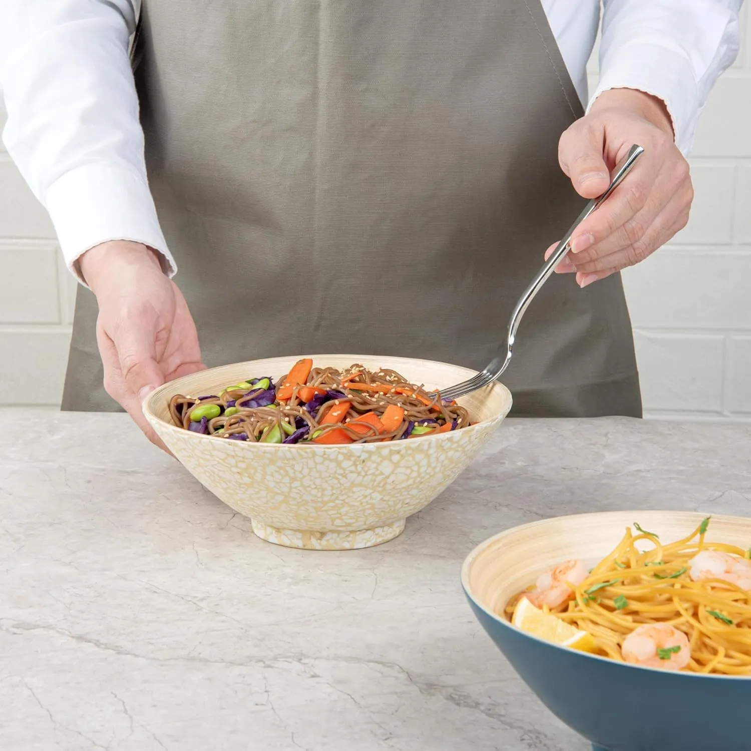 Restaurantware - Bambuddha 29 Ounce Bamboo Salad Bowl, 1 Heavy-duty Serving Bowl - Sustainable, Reusable, Beige Bamboo Bamboo Tableware, For Serving Salads, Noodles, And Pasta, RWB0637BE