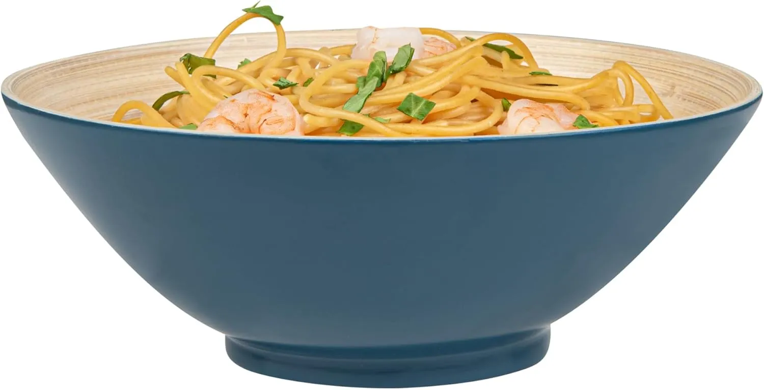 Restaurantware - Bambuddha 29 Ounce Bamboo Salad Bowl, 1 Heavy-duty Serving Bowl - Sustainable, Reusable, Blue Bamboo Bamboo Tableware, For Serving Salads, Noodles, And Pasta